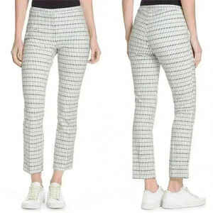 Theory Classic Skinny Pant Plaid Viscose Grid Ivory Black Green Women’s Size 12